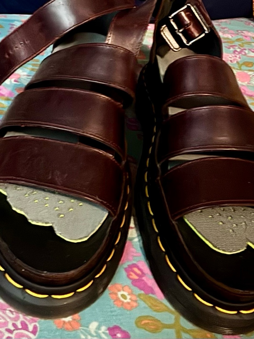 DR. MARTENS Clarissa II Sandals Womens 11 Red Brown Leather Strappy Platform